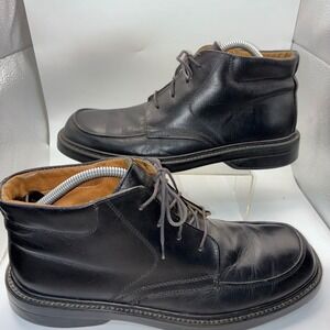 Covington Made in Italy Mens 10.5 Black Leather Moc Toe Chukka Lace up Ankle